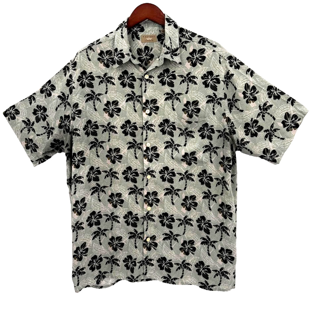 Natural Issue Hawaiian Shirt Mens LT Large Tall Rayon Tropical Palm Aloha Button